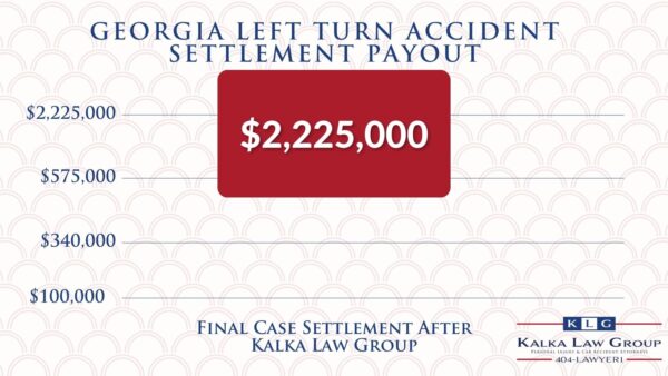 What are some average left turn accident settlement amount examples in Georgia? Example $2,225,000 herniated disc case resulting in personal injury settlement payout.